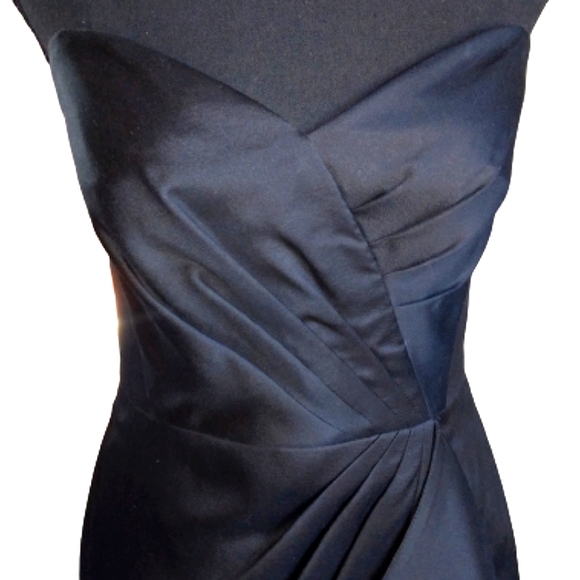 Vintage Milly of New York Black Tuxedo Strapless Wool/Silk Sexy Mini Dress Sz. 6 - Picture 2 of 9